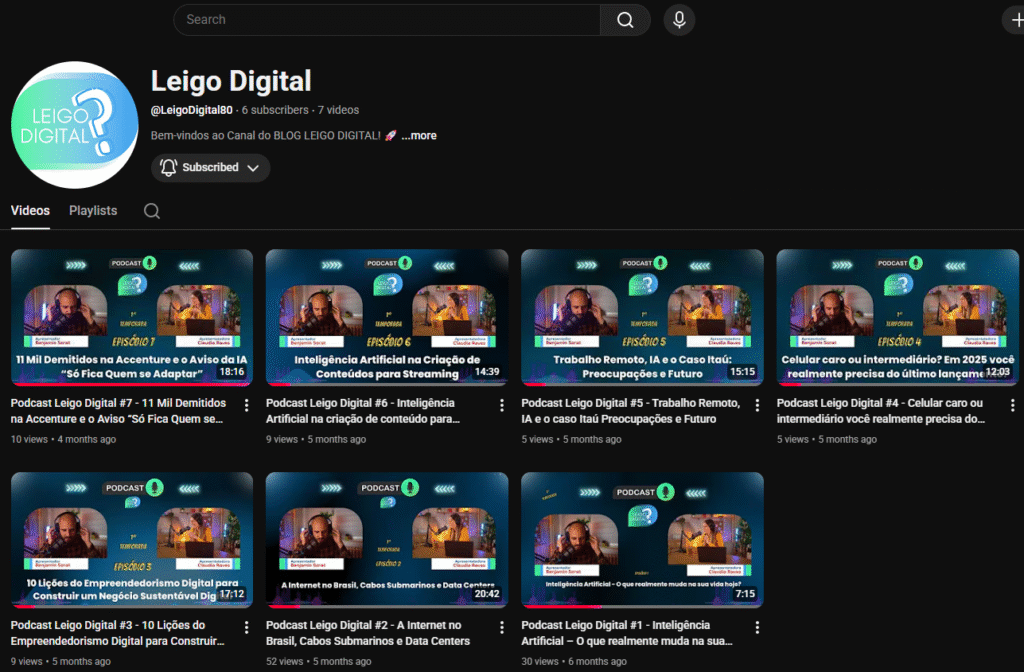 Canal Youtube - Leigo Digital